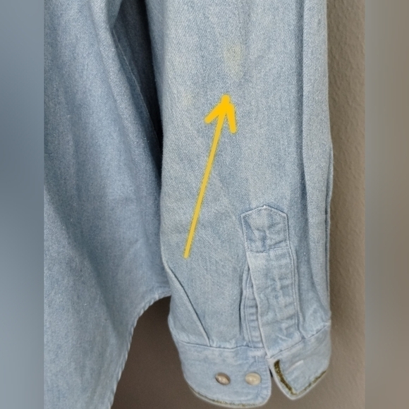 VINTAGE 80s Forenza Women's Large Tunic Shirt Chambray Denim Southwestern Relax - Picture 8 of 9